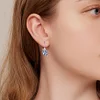 925 Sterling Silver Blue Crystal Heart Ear Buckles 