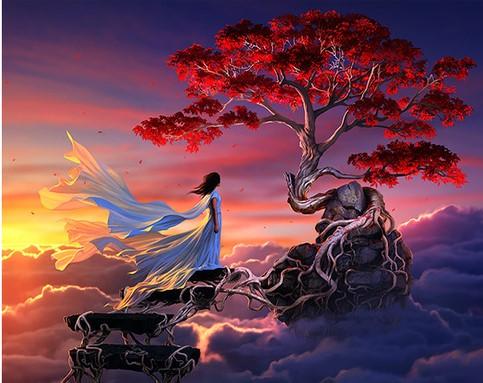 

Red Tree In Sky – Paint By Numbers - 40*50CM, 501 Original