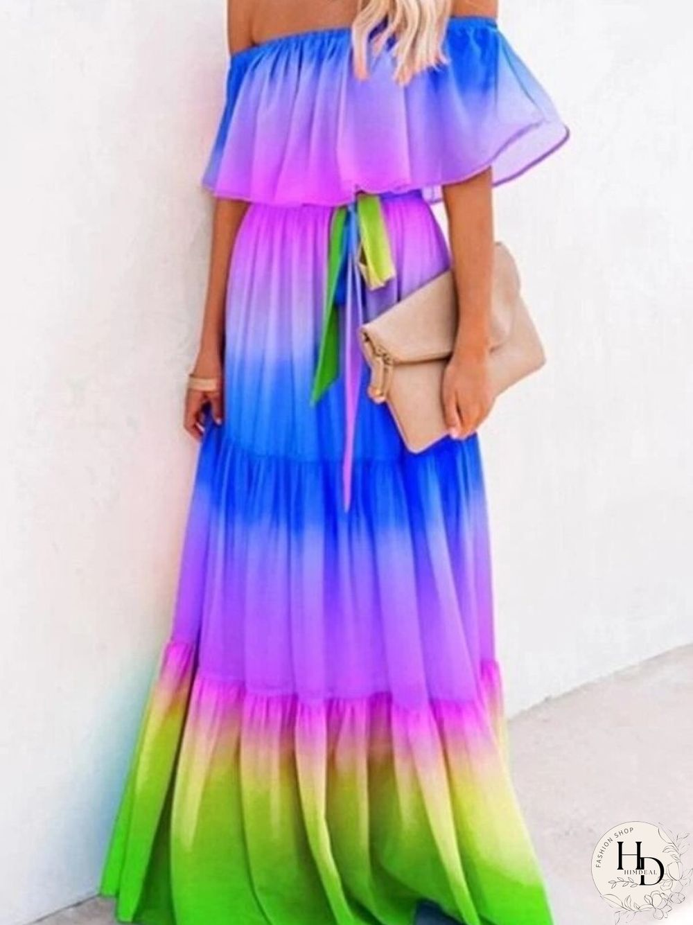 Dress Women Print Dress Wrapped In Chest With Gradient Lace-up Skirt Oversized Bridesmaid Dress Robe Evening Dresses Dress