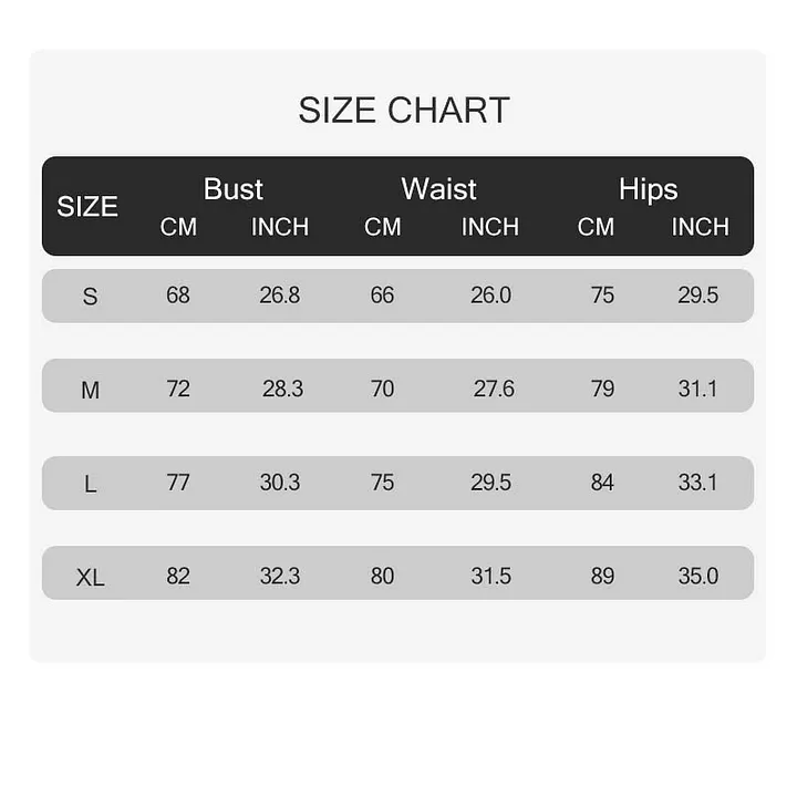 Bikini size chart