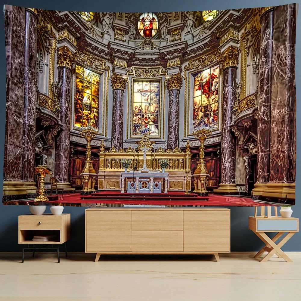 Vienna Christian Church Tapestry Home Boho Decor Witchcraft Wall Art Mural Drop Wall Cloth Christ Lord Angel Wall Tapestry