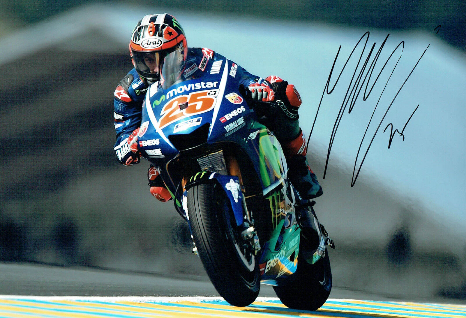 Maverick VINALES 2017 SIGNED MOTOGP Autograph 12x8 Yamaha Photo Poster painting 2 AFTAL COA