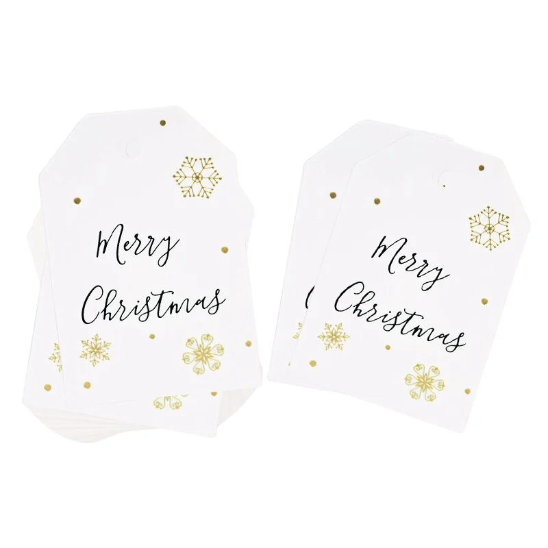 50pcs Merry Christmas Tags Kraft Paper Card Gift Label Tag DIY Hang Tags Gift Wrapping Decor Gift Card Christmas Favors Supplies