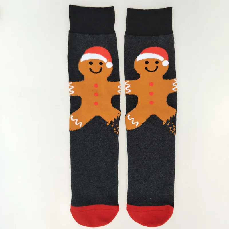 Christmas Cotton Cartoon Contrasting Mid-Calf Socks