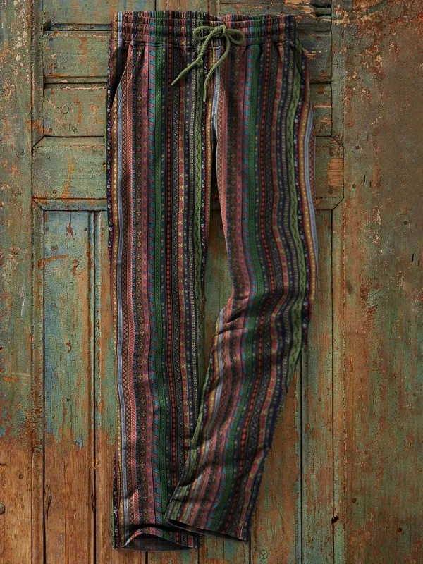 vintage printed cotton linen pants casual pants
