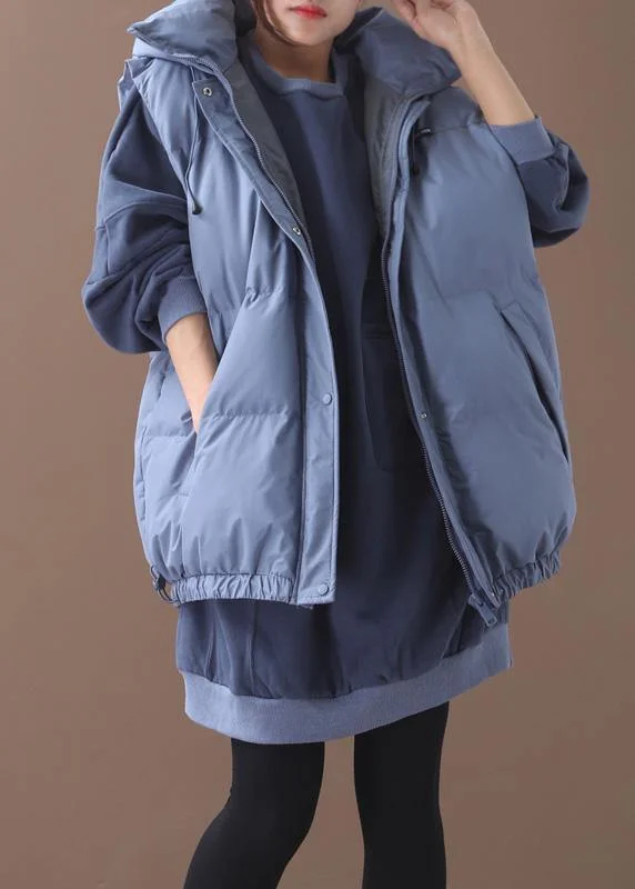 Fine blue casual outfit plus size clothing hooded sleeveless winter outwear