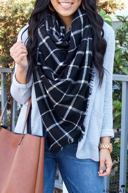 Tassels Plaid Scarf
