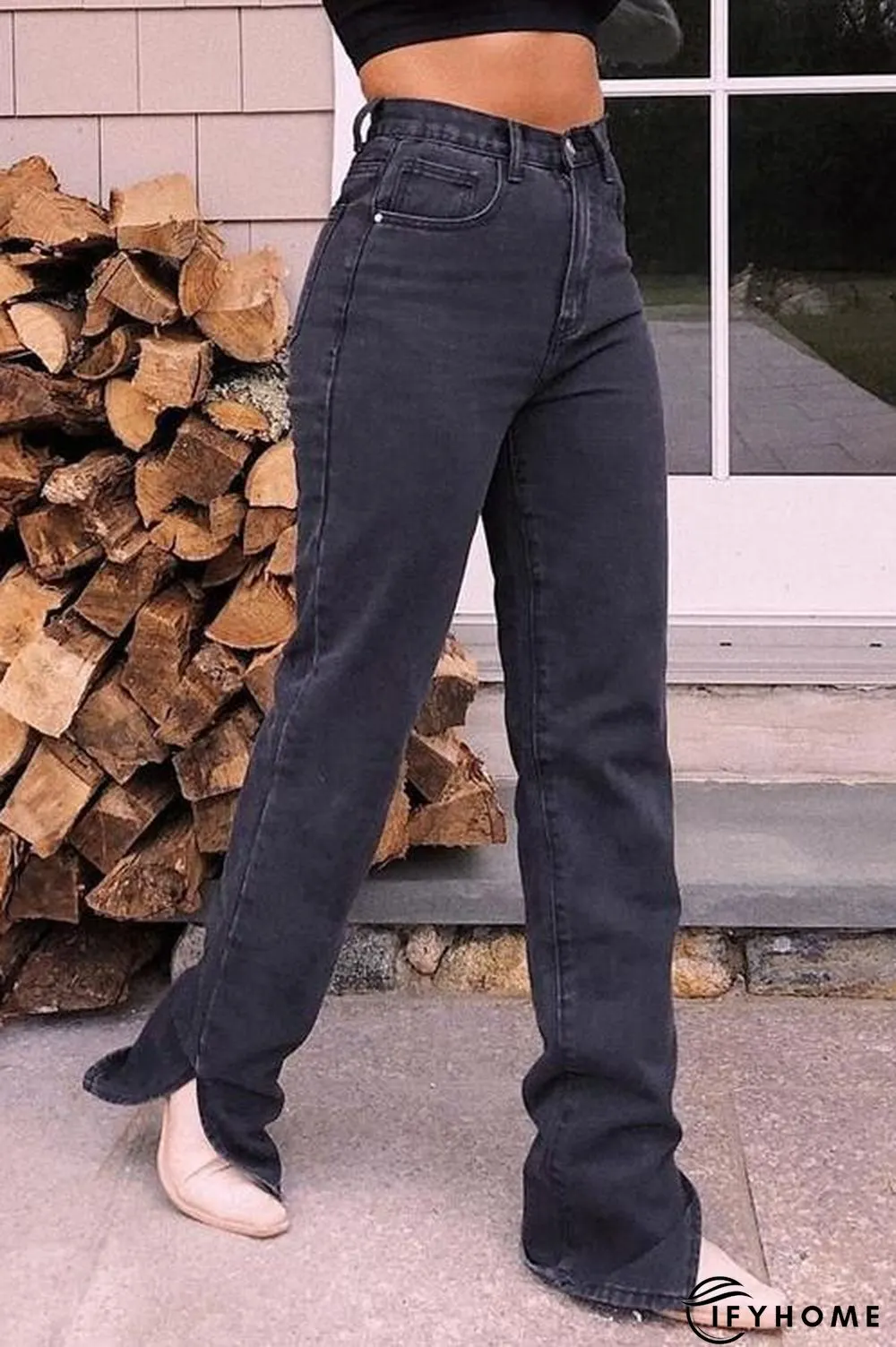 High Waist Ripped Slit Jeans | IFYHOME