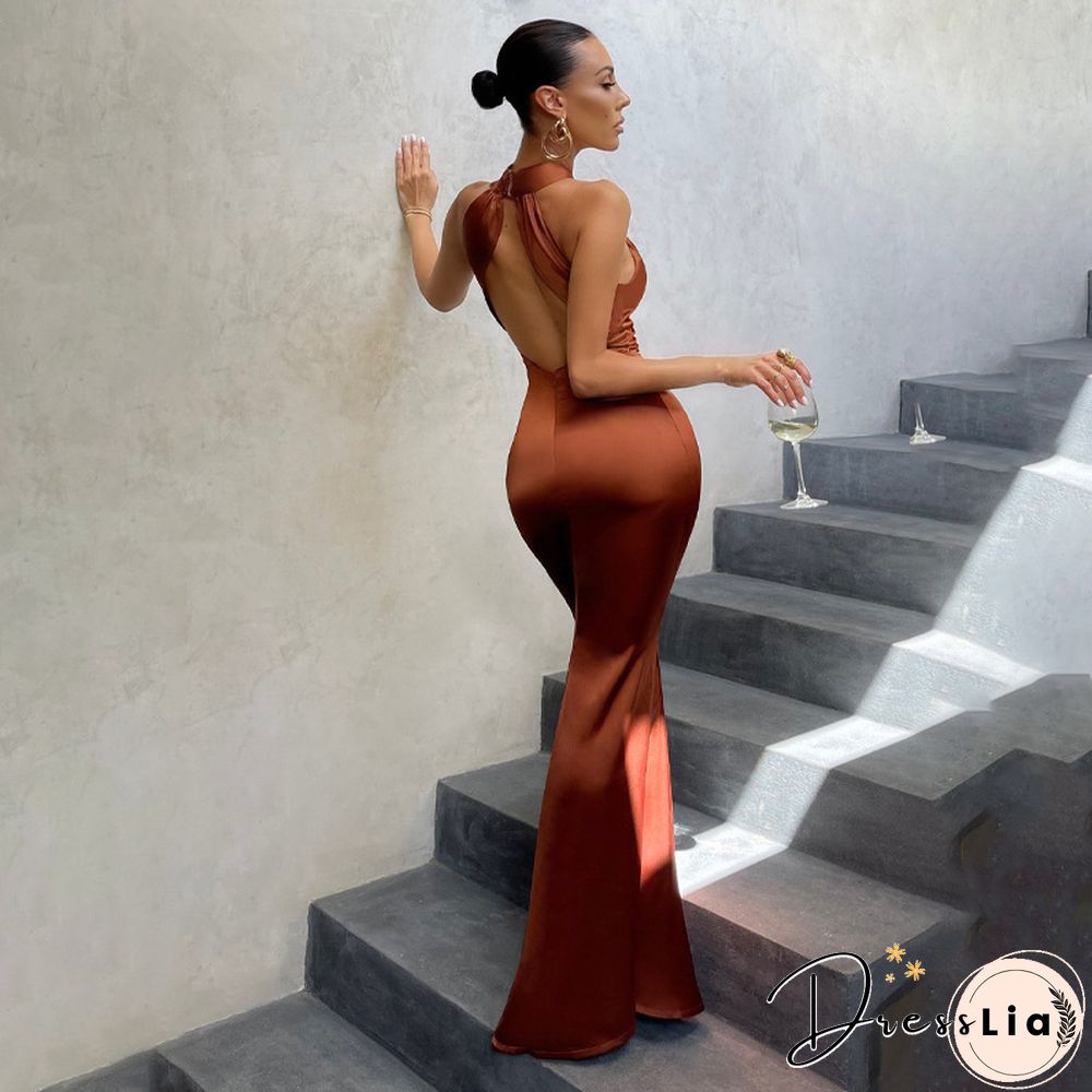 Sexy Satin Sleeveless Backless Elegant Party Maxi Dresses Women Summer Off Shoulder Bodycon Black Long Dress Formal Female