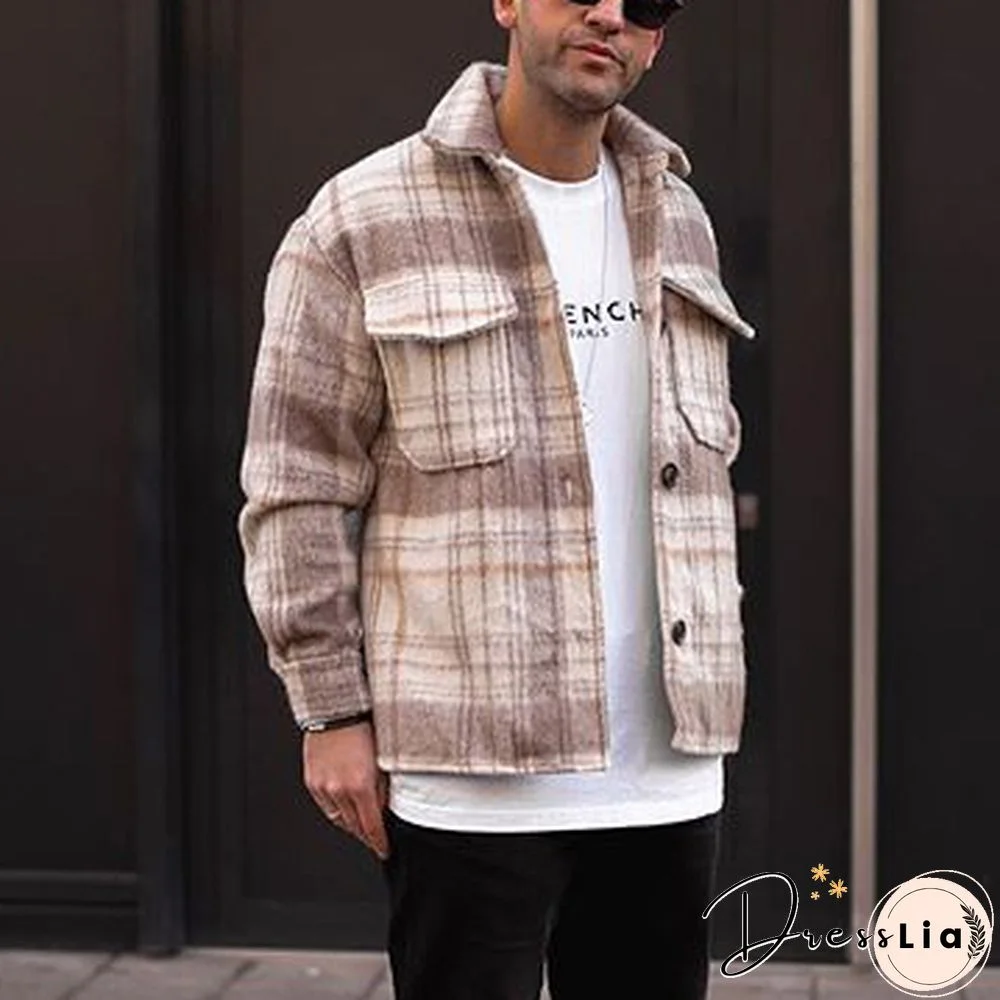 Street Fashion Check Texture Button Jacket