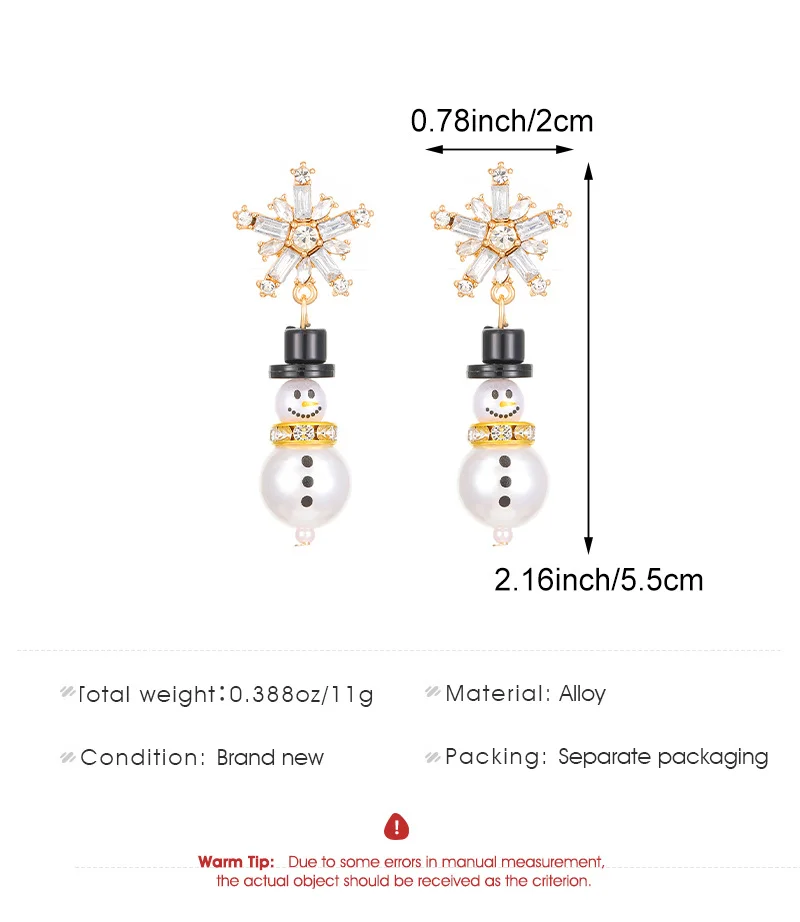 Pearl snowman zirconia earrings