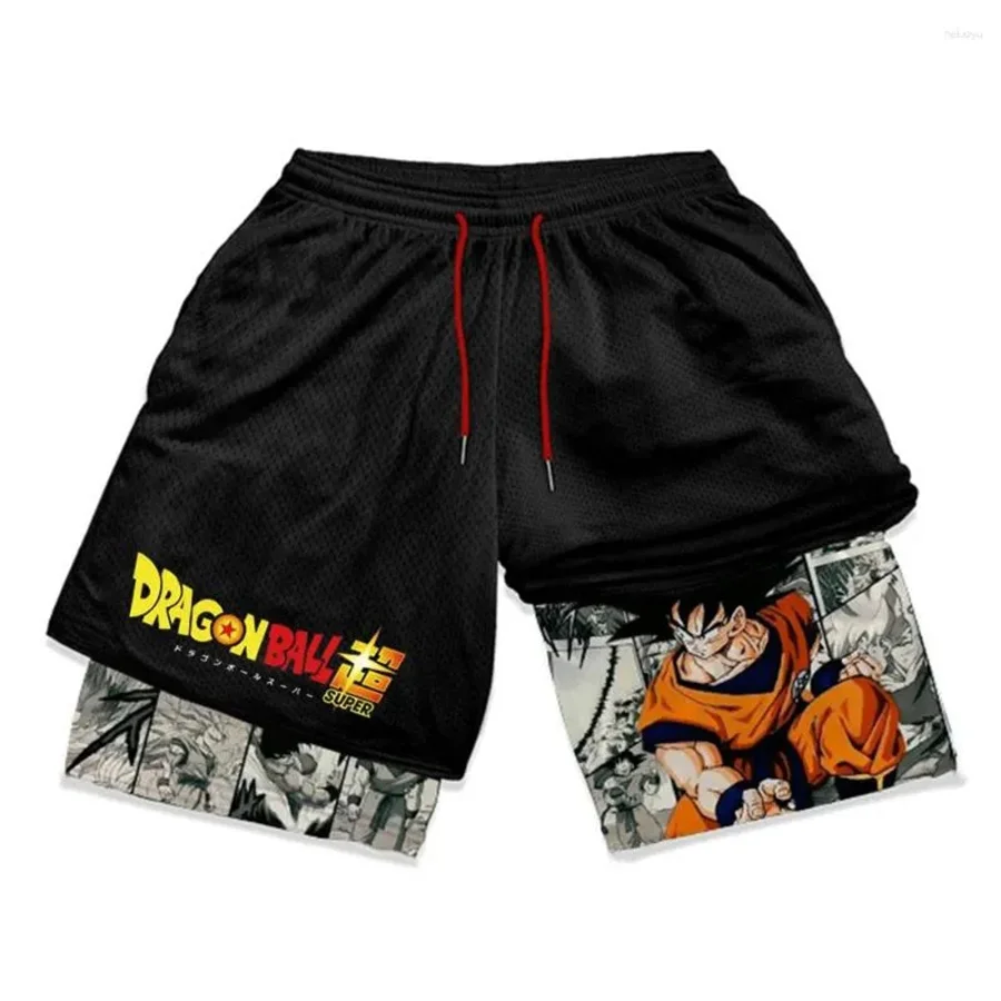 Dragon Ball Super Saiyan Print Men's All-In-One Fitness Shorts