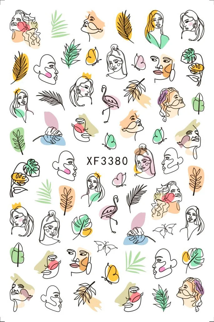 3D Nail Sticker Flowers Leaves Abstract Floral Decals And Sticker Nail Foils Slider Nail Art Decals Manicure Nails Accesories-Nail Inspo