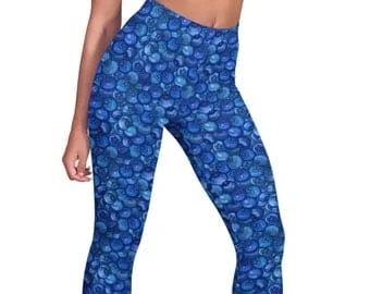 pornhint Pornhint Cute Blueberry Leggings - Blueberry Pattern Capri Leggings - Loungewear For Women - Leggings For Girls - Perfect Gift for Blueberry Lovers