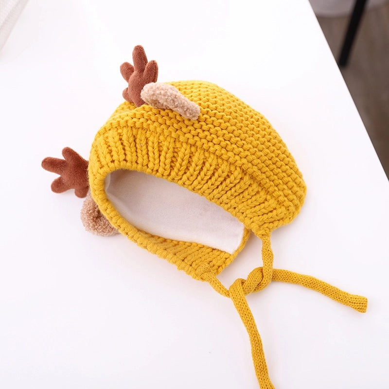 Baby Wool Hat Autumn And Winter Baby Men And Women Velvet Warm Knitted Hat Christmas Antlers Cute Super Cute Shroud Cap
