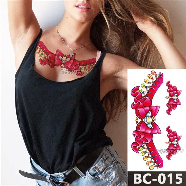 1 Sheet Chest Body art Tattoo Temporary Waterproof tattoo Jewelry Lace Decal Waist Art Tattoo Sticker for Women