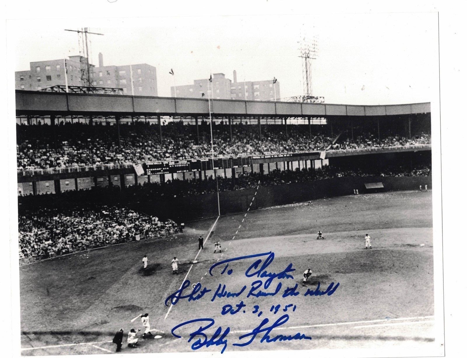 Bobby Thomson New York Giants Signed 8 x 10