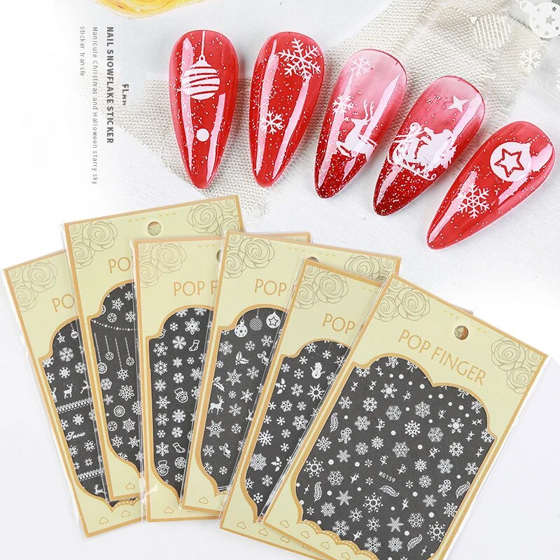 Christmas Winter Snowflake Nail Art Applique Decoration Self-adhesive Nail Stickers Manicure Design White Snowflake Sticker