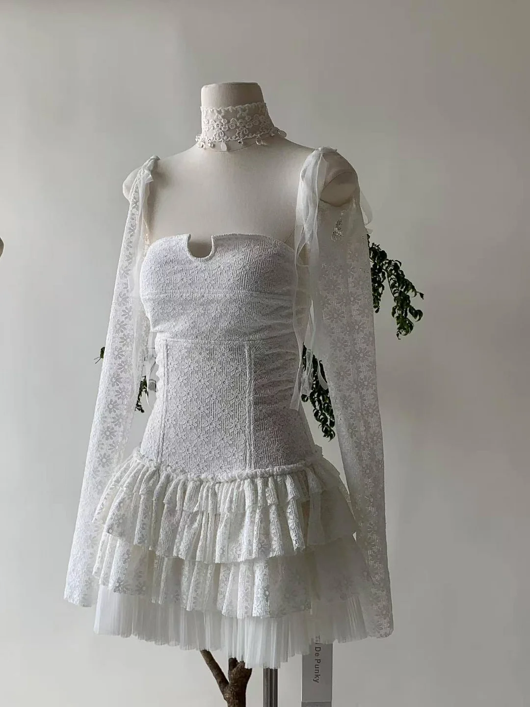 Ruffle Lace Mini Dress