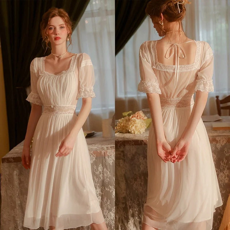 Uforever21 Retro Victorian Dress Women Long Skirts Sleepwear Pure Nightgown Bridesmaids Ins Style Photogenic  Lingerie Home Suit 2023