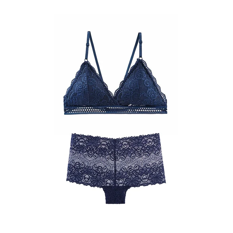 1set Lingerie Women Sexy Female Underwear For Woman Lace Bralette Bra Panties Set Women Bras Boyshorts Suit For Lady BANNIROU