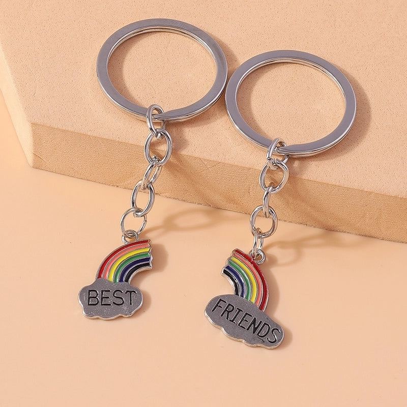 Casual Minimalist Commute Letter Rainbow Alloy Keychain