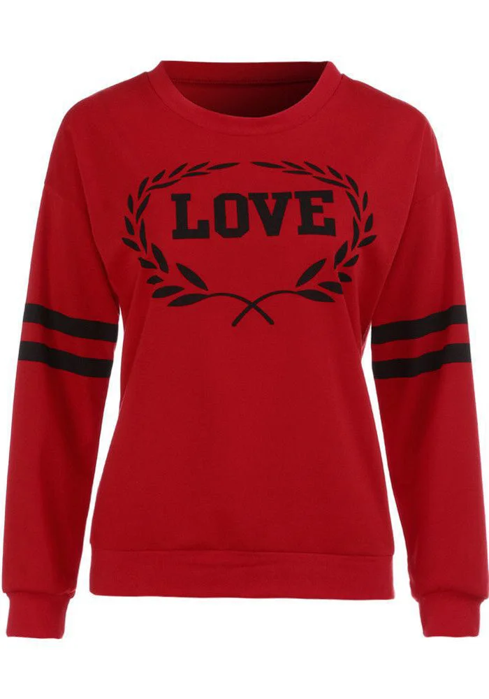 Round Neck Love Rainbow Long Sleeves Sweatshirt