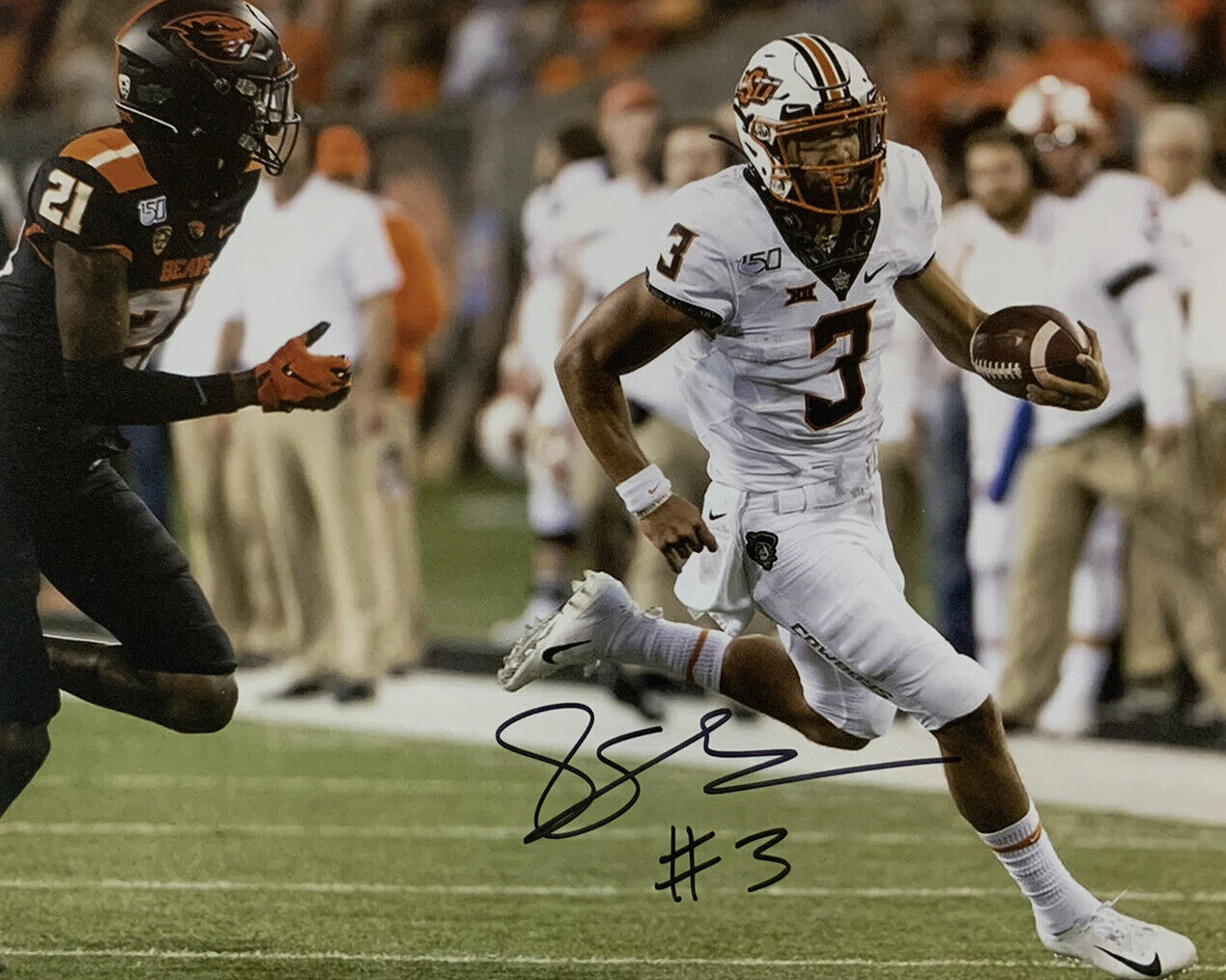 SPENCER SANDERS HAND SIGNED 8x10 Photo Poster painting OKLAHOMA STATE QB FOOTBALL AUTOGRAPH