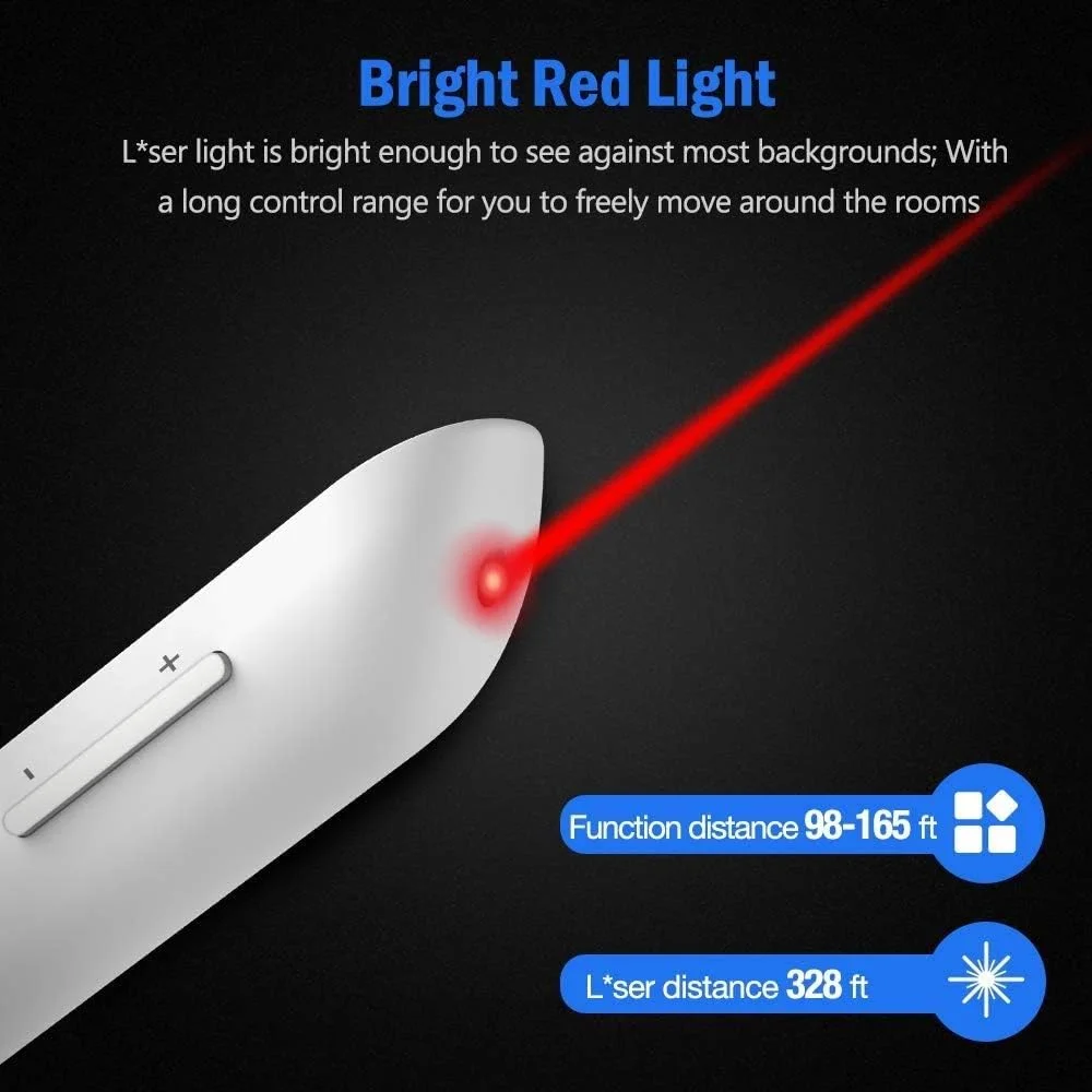 DinoFire Red Light Wireless Presenter, Powered by AAA (Not Included) Hyperlink Volume Control Presentation Clicker, RF 2.4GHz PowerPoint Clicker Presentation Remote Control Slide Clicker Advancer(UPC/EAN:736961025973)