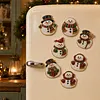 6pcs DIY Cute Snowman Charms Pearls Diamond Painting Fridge Magnet Christmas Decor