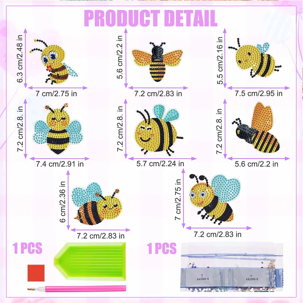 8Pcs Hummingbird Special Shaped Diamond Painting Fridge Magnet Fridge Stickers