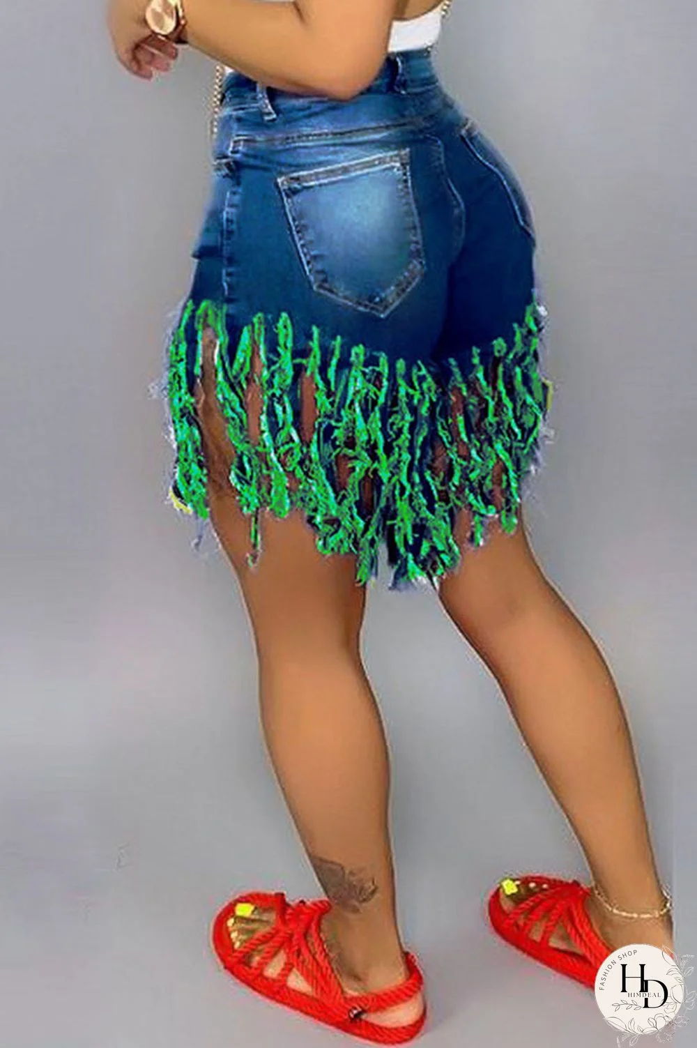Royal blue Red Green Yellow Royal blue Tassel Design Denim