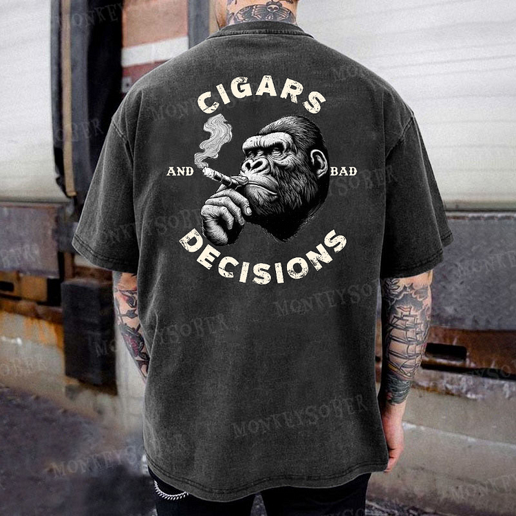 Cigars & Bad Decisions  Washed T-Shirt