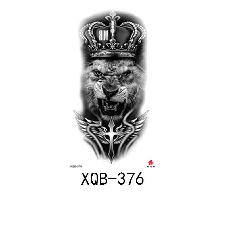 Small Full Arm Waterproof Tattoo Sticker Half Arm Arm Fierce Animal Arm Lasting European and American Tattoo Sticker