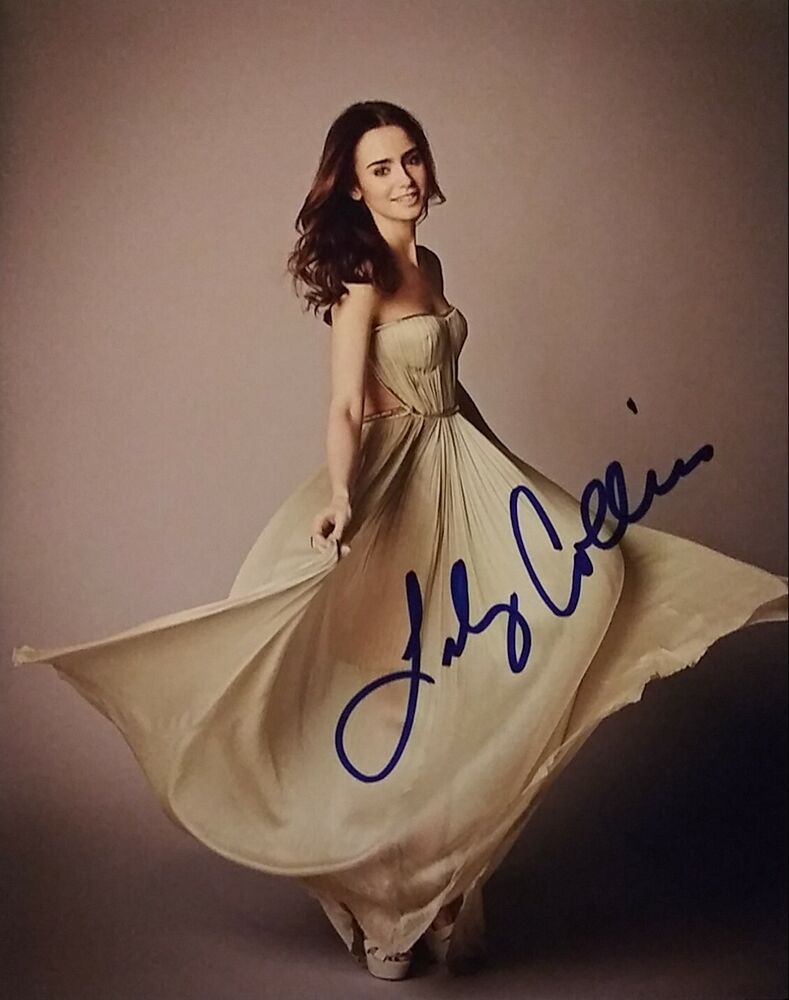 Lily Collins signed 8 x 10