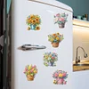 (US Local)6Pcs 2D/Flat DIY Flower Bucket Diamond Painting Fridge Magnets Kit for Art Crafts Gift