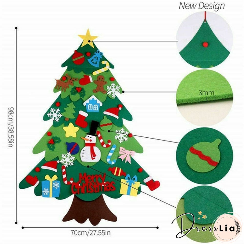 Kids Diy Felt Christmas Tree Ornaments Xmas Gift Door Wall Hanging Led Light