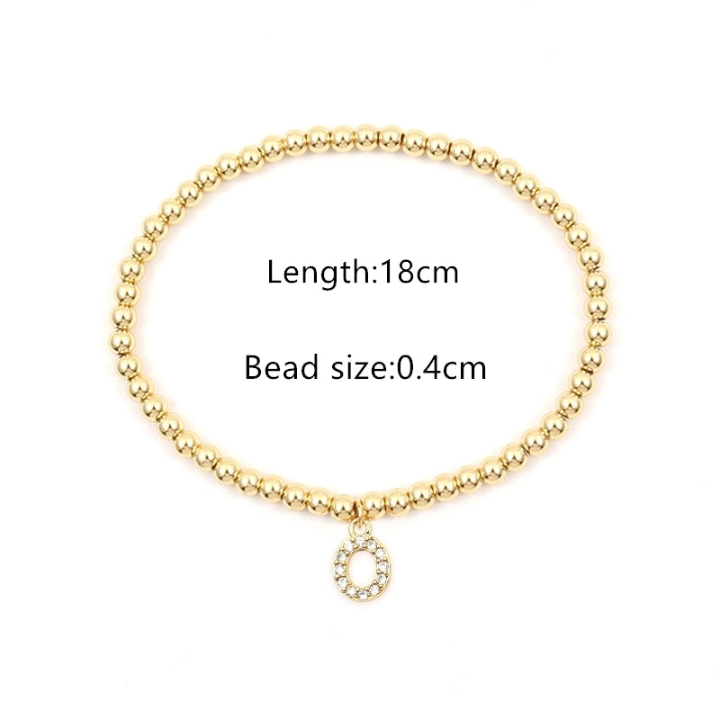 Copper Inlay Letter Zircon Bracelets