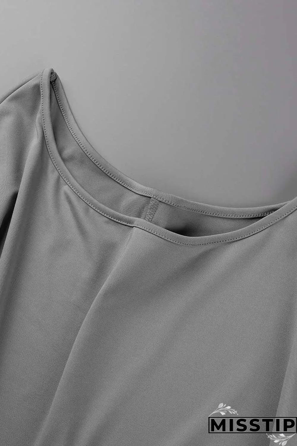 Grey Casual Solid Patchwork O Neck Plus Size Two Pieces