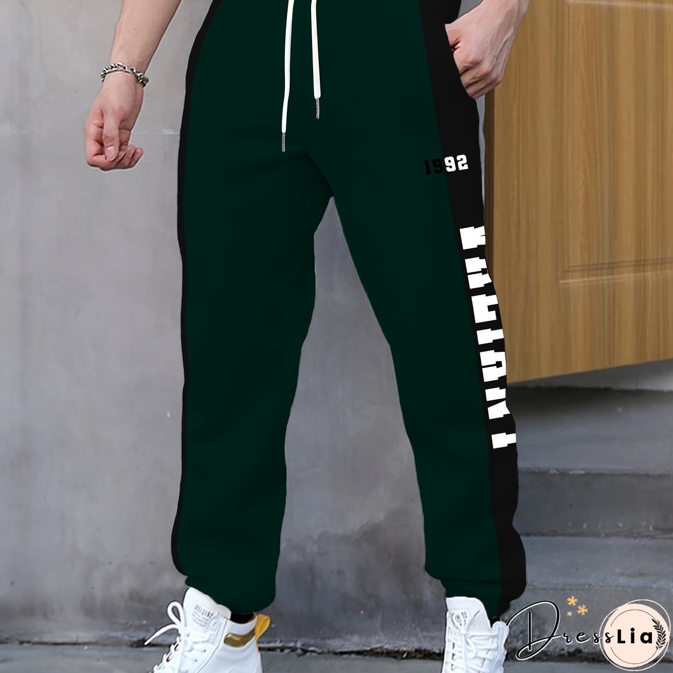 Letter Print Drawstring Sweatpants Loose Fit Pants Men's Casual Joggers For Men Winter Fall Running Jogging
