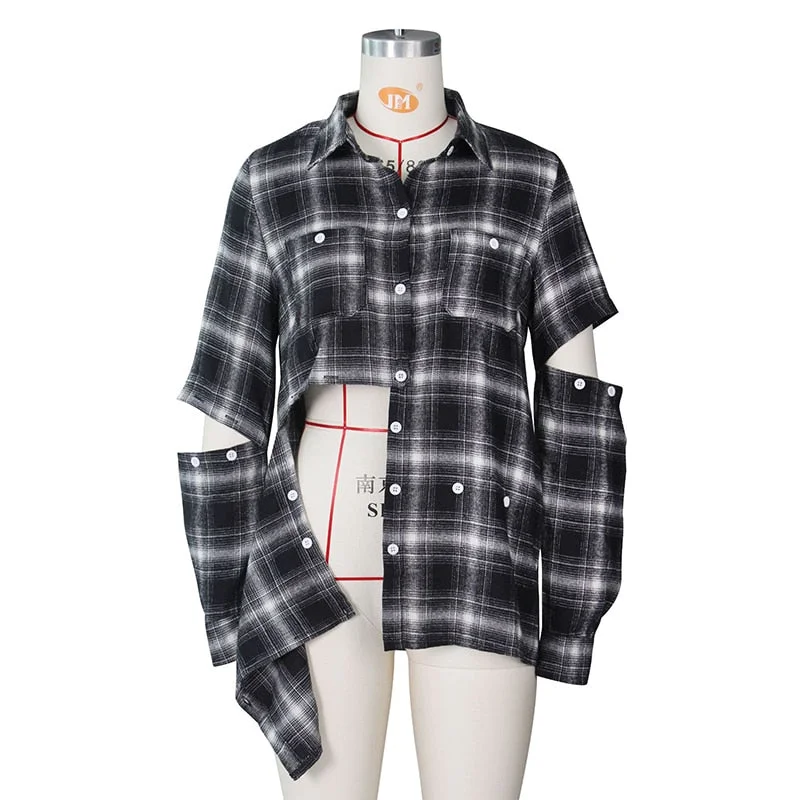 Winter Women Shirt Vintage Oversize Plaid Shirt Pockets Long Sleeve Turn-Down Collar Thick Blouse Autumn Casual Warm Outwear