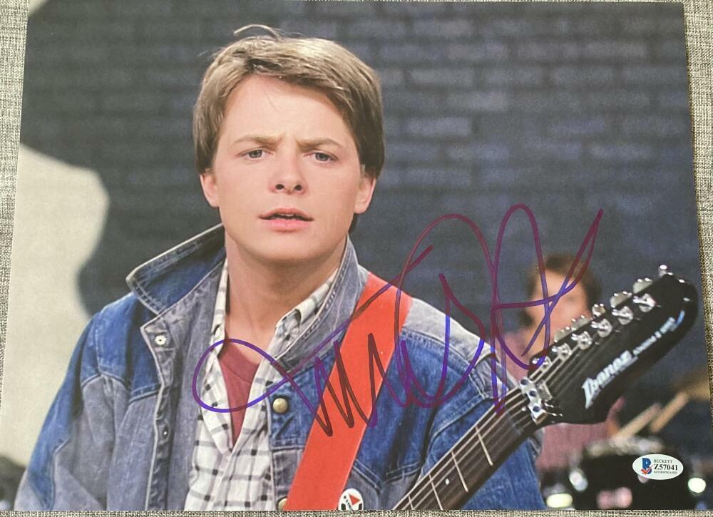 MICHAEL J. FOX SIGNED AUTOGRAPH - BACK TO THE FUTURE RARE 11X14 Photo Poster painting BECKETT 34