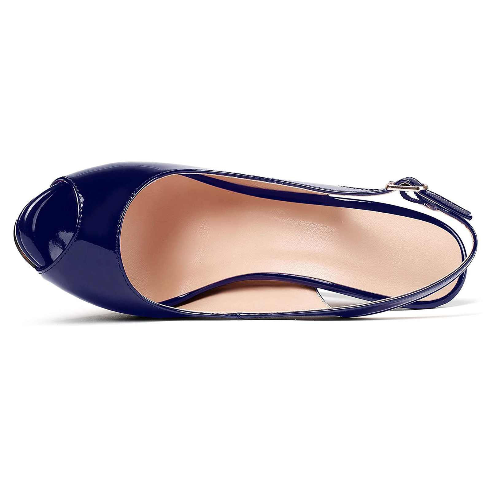 120mm Red Bottom Strap Slingback Sandals Peep Toe Platform Stilettos Patent Heels-MERUMOTE