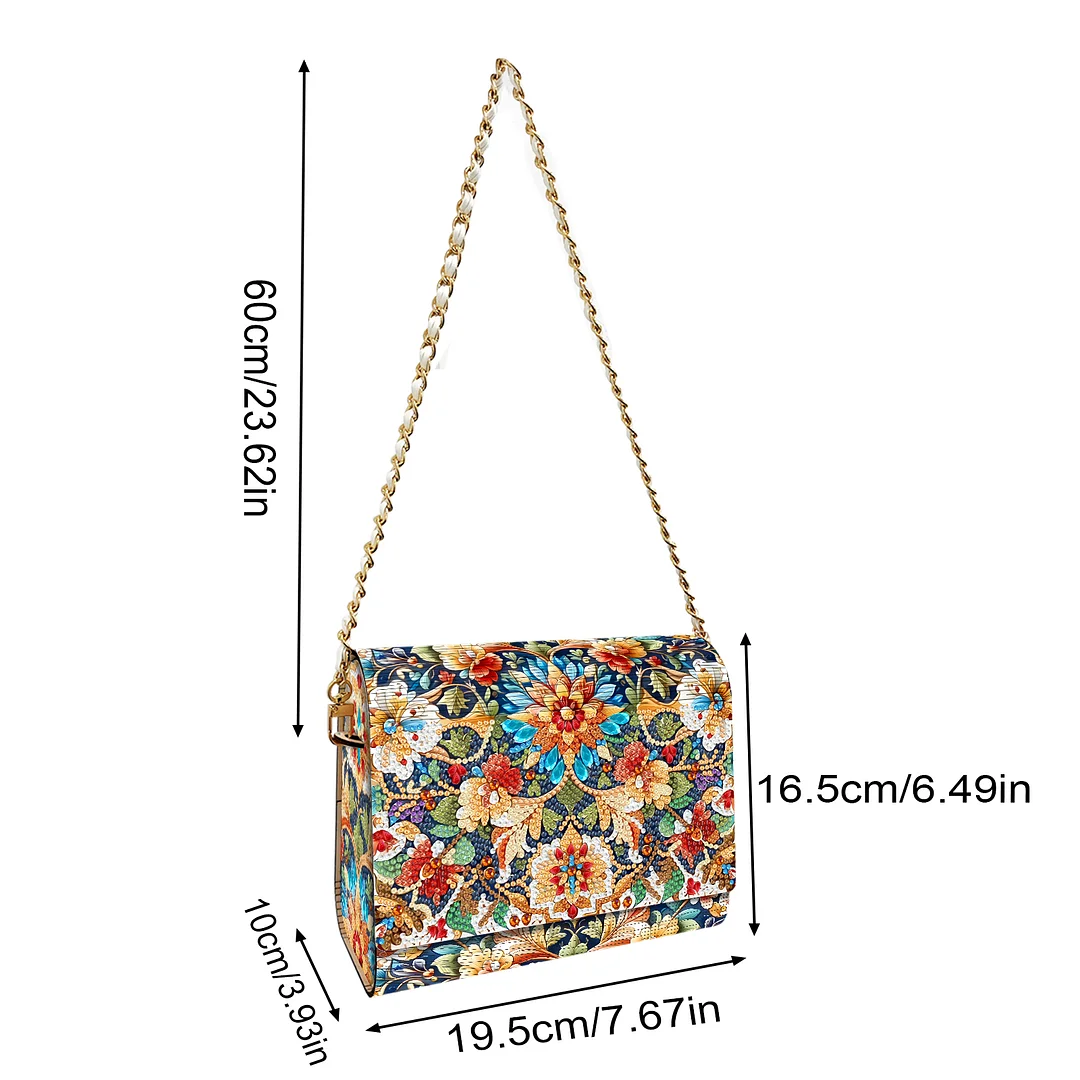 DIY Flowers Diamond Art Wooden Coin Pouch with Chain 5D Diamond Painting Purse