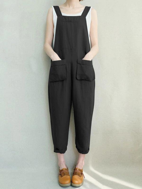 Women's Sleeveless Casual Long Retro Loose Carrot Siamese Overalls-Mayoulove