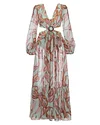 Floral-Print Bandage Puff Sleeves Asymmetric Bohemian Maxi Dress