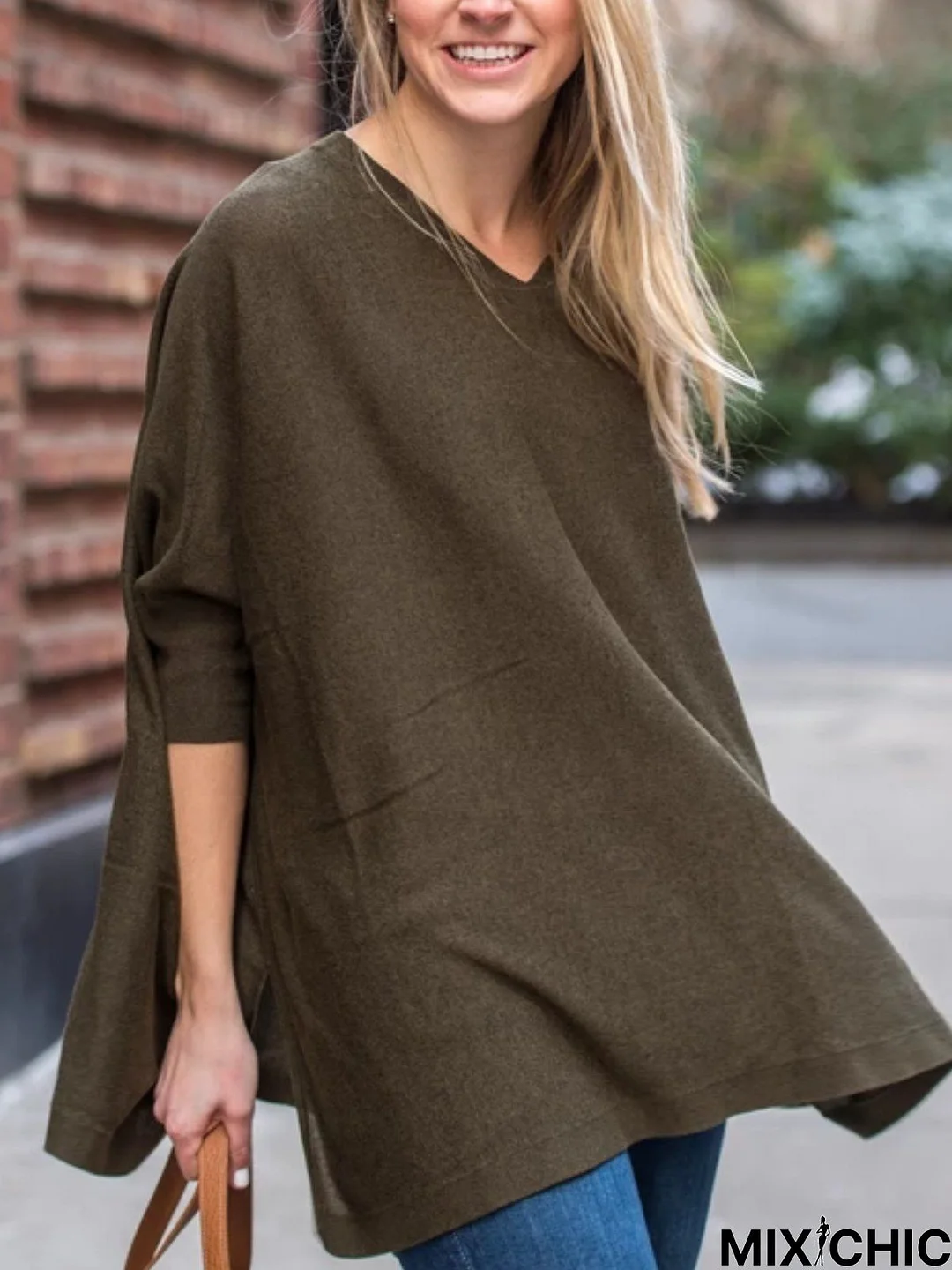 V Neck Casual Long Sleeve Tunic Top