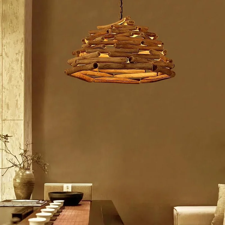 Handpicked Sticks Wood Pendant Light Burlywood Hanging Pendant Light - Appledas