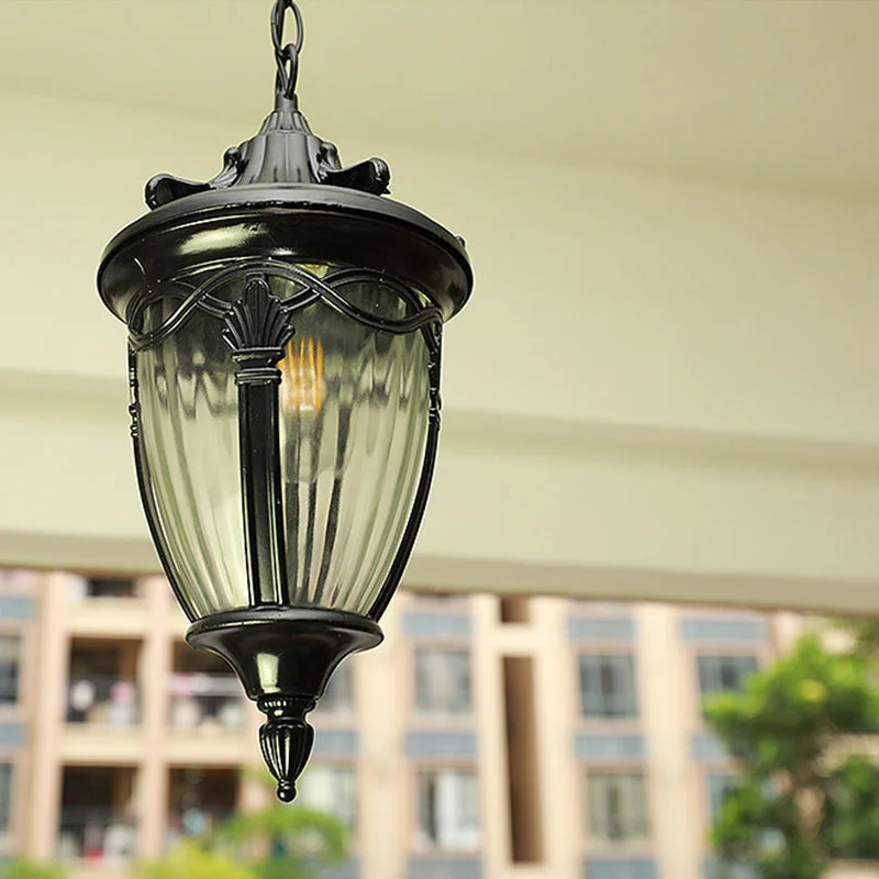 Retro Maple Pattern Outdoor Waterproof Garden Pendant Light