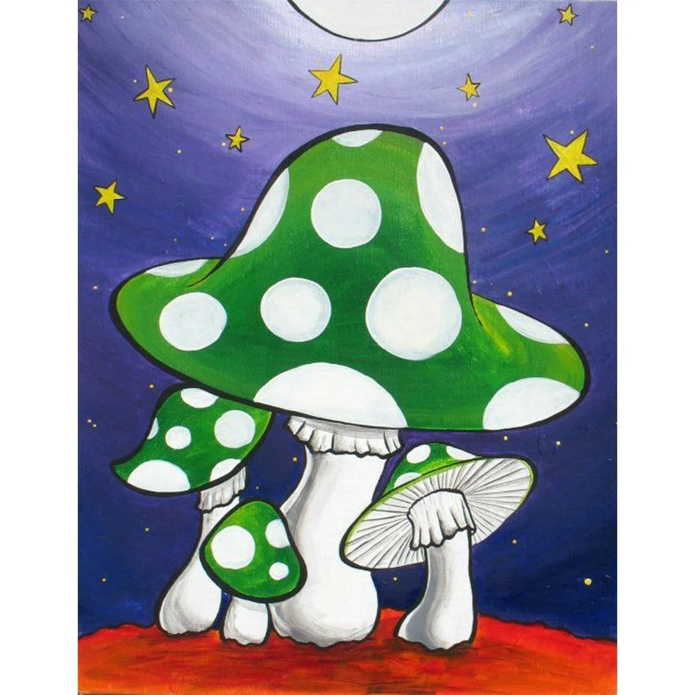 Colorful Mushroom (canvas) full round or square drill diamond painting